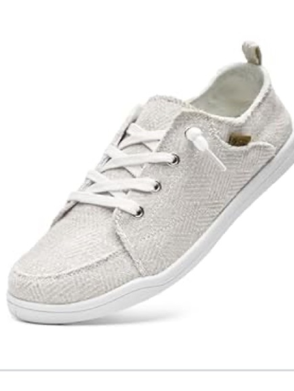 Casual Frayed Canvas Sneakers in Beige
